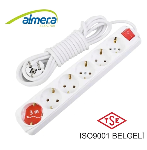 ALMERA 6LI GRUP PRİZ ANAHTARLI 3M  KL:24